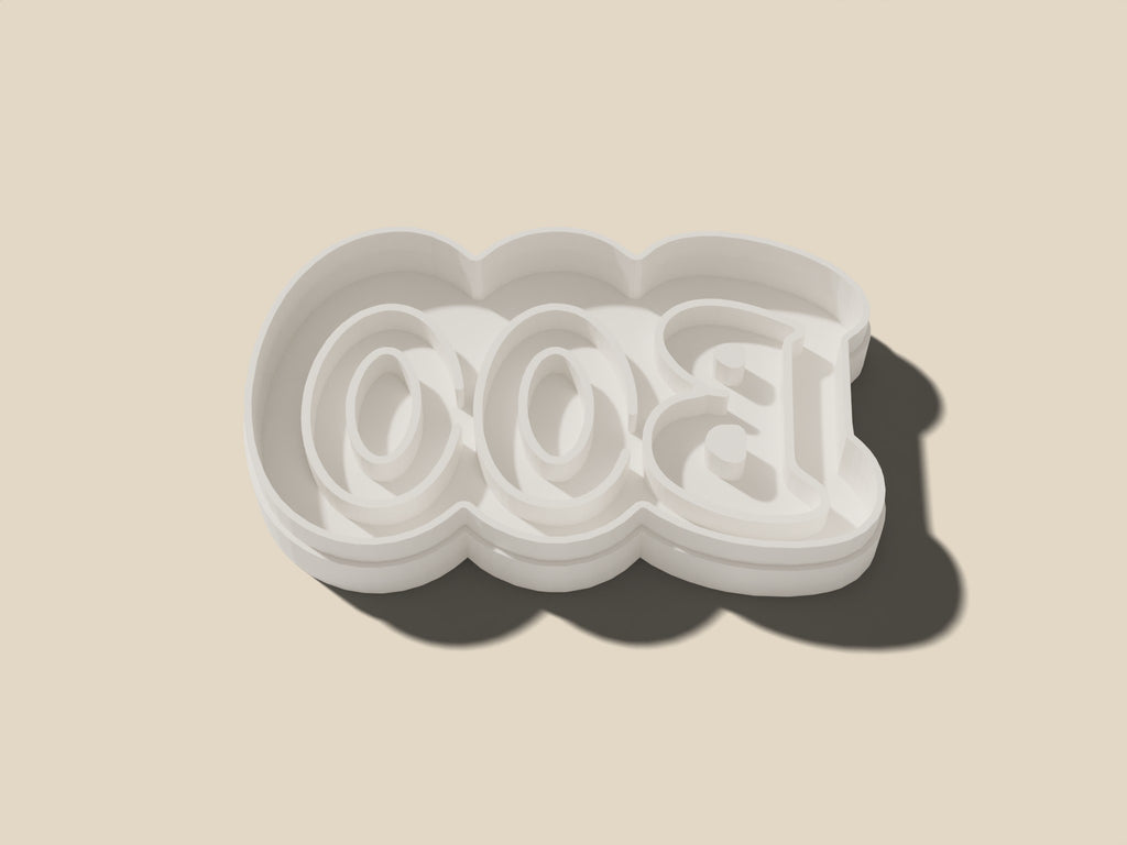 Schriftzug Boo – 3D-Modell des Ausstechers
